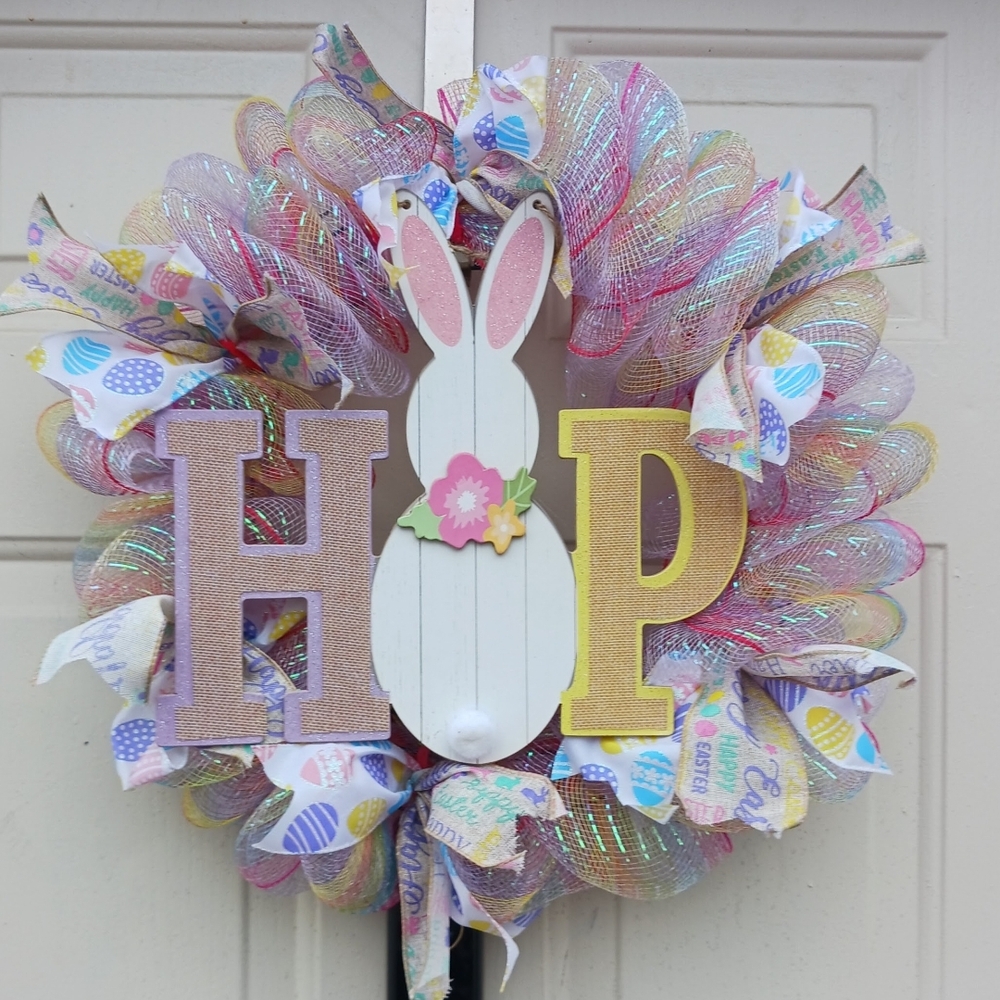Colorful Easter Bunny Wreath